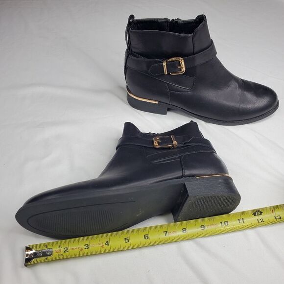 10 WANTED BLACK GOLD faux leather heeled zip BOOTS BOOTIES - Picture 10 of 13